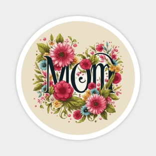 Worlds Best Mom Heart and Flowers Magnet